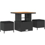 vidaXL set vrtne sofe s jastucima Crni Poli Ratan Akacija | shoptok.hr