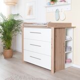 Roba Bela/v naravni barvi nizka otroška komoda v hrastovem dekorju s previjalnim pultom 112x98 cm – | Shoptok.si