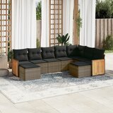 Maison Chic Seti vrtnega pohištva - Vrtna garnitura - Vrtni pohištvo set 9-delna z blazinami siv poli ratan, (21798152) | Shoptok.si