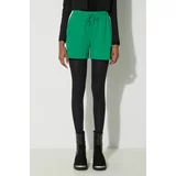 Adidas Kratke hlače 3-Stripes French Terry ženske, zelena barva, IP0697