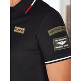 DStreet Koszulka męska polo z naszywkami czarna | shoptok.hr