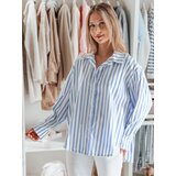 DStreet Koszula damska oversize z dłuższym tyłem SAMONE w niebiesko-białe paski | Shoptok.si