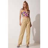  Women's Cream High Waist Mom Jeans Cene