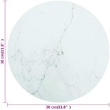 Stolna ploča bijela Ø 30 x 0,8 cm staklena s mramornim uzorkom | shoptok.hr