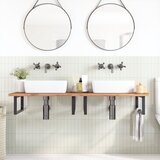  Zidna polica za umivaonik od čelika i masivne bukovine Smeđa 150 x 55 x 2.5 cm | shoptok.hr
