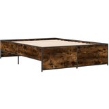 vidaXL Posteljni okvir dimljeni hrast 120x190 cm inž. les in kovina, (21128335) | Shoptok.si