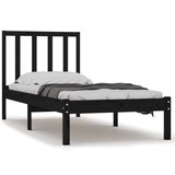The Living Store Posteljni okvir črn iz trdne borovine 75x190 cm - Posteljni Okvir, (21524367) | Shoptok.si