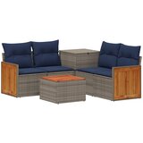  Set sofe 6 kom. Siva i tamnoplava Poli Rattan i čelik | shoptok.hr
