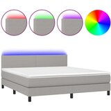  Box spring postelja z vzmetnico LED sv. siva 180x200 cm blago, (20789454) | Shoptok.si