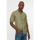 Trendyol Green Men's Buttoned Collar Epaulette Slim Fit Long Sleeve Shirt Cene