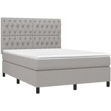  Krevet box spring s madracem LED svjetlosivi 140x200 cm tkanina | shoptok.hr