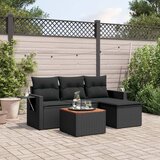 Maison Chic Seti vrtnega pohištva - Vrtna garnitura - Vrtni pohištvo set 5-delna z blazinami črn poli ratan, (21820612) | Shoptok.si