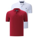 Dewberry DUAL SET T8561 MENS TSHIRT-WHITE-BURGUNDY Cene