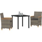 vidaXL set od 3 dijela vrtne stolice s jastučićima siva poli ratan | shoptok.hr