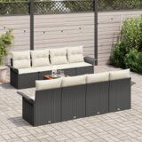 9 Dijelni Vrtni Sofa Set s Jastučićima Crni Poli Ratan Akacija | shoptok.hr