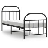 Metalni okvir kreveta uzglavlje i podnožje crni 75x190 cm | shoptok.hr