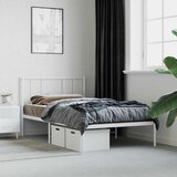  Metalni okvir krevet bez madraca s uzglavljem bijeli 75x190 cm | shoptok.hr