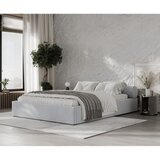 Maison de Rêve Svetlo siva oblazinjena zakonska postelja s prostorom za shranjevanje z letvenim dnom 180x200 cm Solvo – | Shoptok.si
