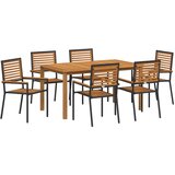 vidaXL 7-delna vrtna jedilna garnitura Črna Poly Rattan Acacia, zložljive vrtne stolice s blazinami 2 kos Črne Poly Rattan | Shoptok.si
