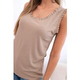 Kesi Włoski Women's viscose blouse with a frill at the neckline fango | Shoptok.si