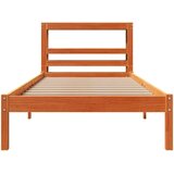 vidaXL Posteljni okvir z vzglavjem voščeno rjava 100x200 cm borovina, (21292228) | Shoptok.si