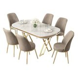 Hanah home Set Trpezarijski sto i 6 stolica Lai, Bež-bijela | Eponuda.ba