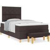 vidaXL Postelja z vzmetnico in klopjo Temno rjava 120x190 cm Tkanina, (22083681) | Shoptok.si