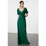 Trendyol Emerald Green A-Line Woven Long Evening Dress & Graduation Dress cene