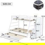 Möbrio Dvoposteljna postelja 90x200cm + 120x200cm - z otroško posteljico 90x190cm - masivni les - korpus - bela, (22060366) | Shoptok.si
