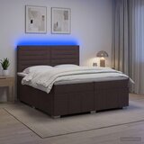  LED okvir za krevet s madracem Tamno smeđa 200 x 200 cm Tkanina Cijene