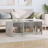 vidaXL Klubska mizica s steklenimi vrati betonsko siva 102x50x42 cm | Shoptok.si
