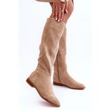 Boto FG2 Suede Boots On Flat Heel Beige Eelin | Eponuda.ba