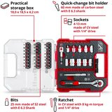 Einhell set nasadnih ključeva i bitova, 37/1, L-Box | shoptok.hr
