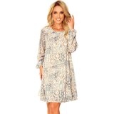 Numoco 319-2 HANNAH chiffon dress with a neckline at the back - beige and blue boho pattern Cijene