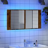 vidaXL LED ormarić s ogledalom boja staro drvo 90x12x45 cm drveni | shoptok.hr