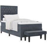 vidaXL Postelja z Box Springom z Vzmetnico in Klopjo Temno Siva 100x200 cm Žamet | Shoptok.si