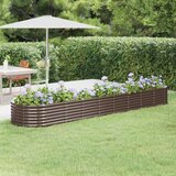 vidaXL visoka greda iz prašno premazanega jekla 368x80x36 cm rjava Cene