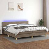  Krevet box spring s madracem LED smeđesivi 200x200 cm tkanina | shoptok.hr