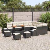 vidaXL Vrtna sedežna garnitura z blazino 13 pcs Črna poli ratan, (5000153893) | Shoptok.si