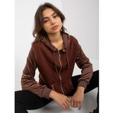 Fashion Hunters Women's brown sweatshirt with a zip with a hood Cene