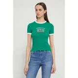 Tommy Jeans Kratka majica Archive Games ženska, zelena barva
