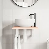  Zidna polica za umivaonik od čelika i masivne hrastovine Smeđa 40 x 60 x 2 cm | shoptok.hr
