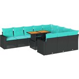  Vrtna garnitura - 11-dijelni set vrtnih sofa od poliratana s jastucima crni - Crna 1 | shoptok.hr