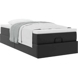 vidaXL Otomanski posteljni okvir z vzmetnico črn 90x200 cm um. usnje | Shoptok.si