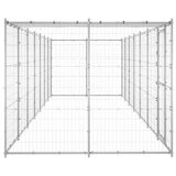  Zunanji pasji boks pocinkano jeklo s streho 16,94 m² - - Srebrna - 74.95 - 770 x 220 x 180 cm - | Shoptok.si