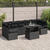 vidaXL 8-delni vrtni kavč set z blazinami črn poly ratan | Shoptok.si