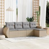  The Living Store Vrtna sedežna garnitura 5-delna z blazinami bež poli ratan - Vrtna Sedežna Garniture, (21468189) | Shoptok.si