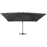 vidaXL Stranski senčnik LED in aluminijast drog 400x300 cm antraciten | Shoptok.si