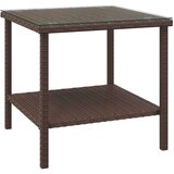  Bočni stolić smeđi 45 x 45 x 45 cm poliratan i kaljeno staklo | shoptok.hr