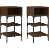 vidaXL Nočna omarica 2 kosa rjav hrast 35x34,5x70 cm inženirski les | Shoptok.si